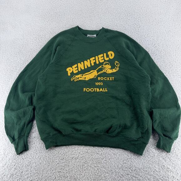 Vintage Pennfield Rockets Shirt Mens M Green Football Crewneck Lee 1990s - Picture 2 of 9